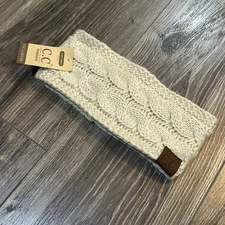 NWT C.C Exclusives Beige fleece lined cable knit wrap headband