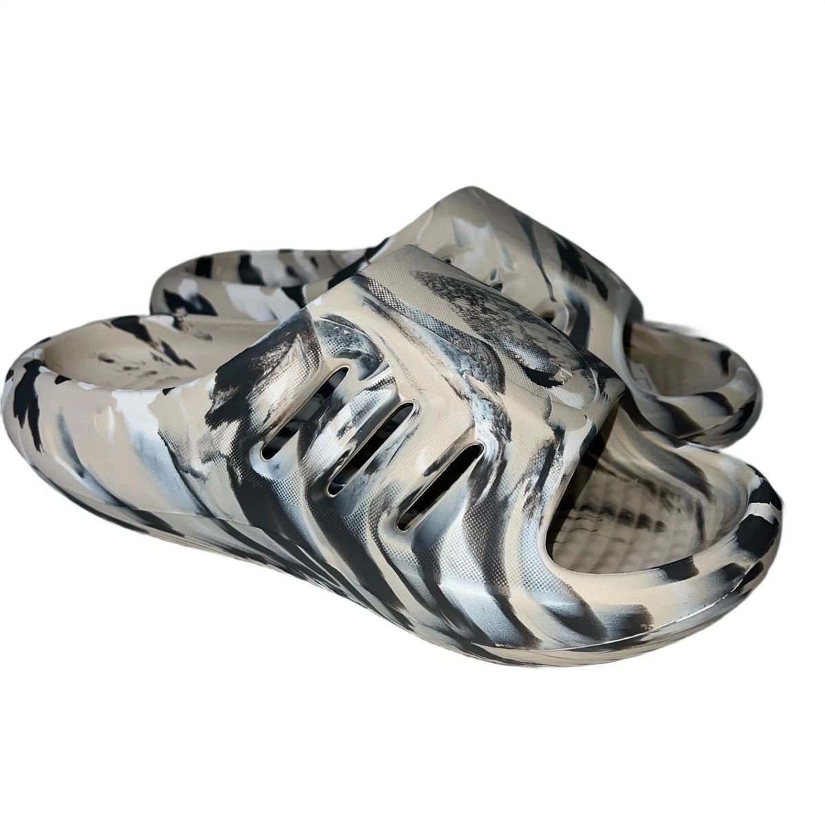 Adidas Men\'s Silver Gray Sandals with Metallic Stripes Size US 7M Slip On adidas Silver Sandals for Men for sale | eBay main image 3