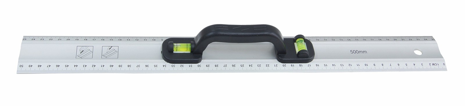 Règle en aluminium CON:P B26350 avec 2 niveaux à bulle intégrés de 500 mm