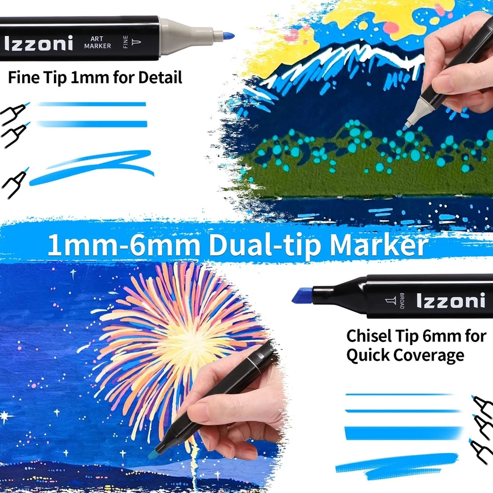 24/60/120 Colors Markers Graphic Drawing Painting Alcohol Art Dual Tip Pens Kit - Image 4 of 4