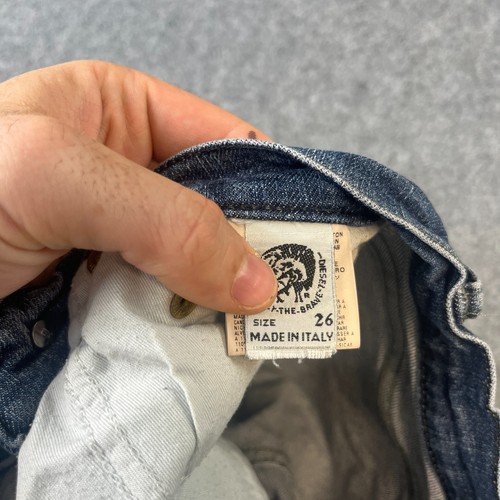 Vintage Diesel Womens Jeans 26 32 Slim Bootcut Whiskers Mid Wash Blue Bareback - Picture 9 of 11