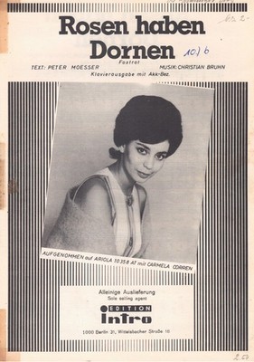 CARMELA CORREN Rosen haben Dornen, Einzelausgabe, 1963, Titel + 3 Seiten Noten