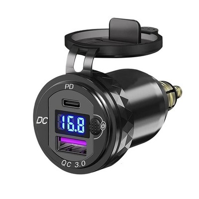 30W QC3.0 USB Typ C PD Schnell Ladegerät Hella DIN Stecker für BMW Ducati Triumph