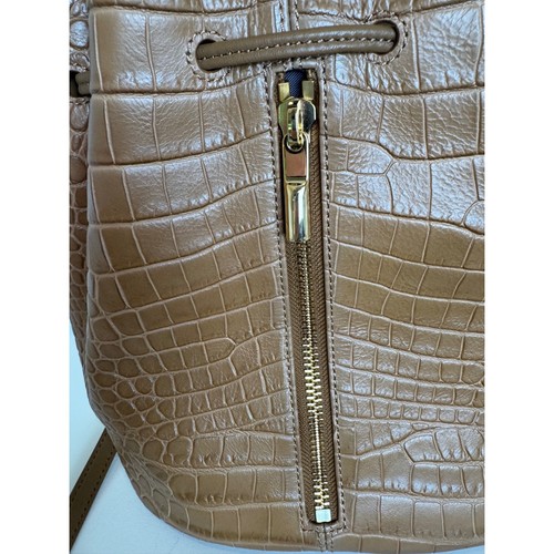 Elizabeth and James Camel Embossed Croc Cynnie Bucket Bag Drawstring Camel - Picture 5 of 17