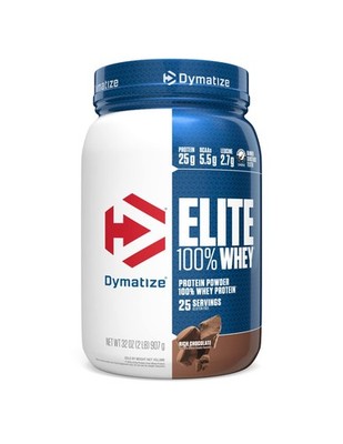 Dymatize Elite 100 Whey Protein Powder, Chocolate, 25g of Protein, 5.5g BCAAs,