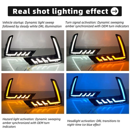 For 2023-2025 Honda CRV Pair Fog Light LED DRL Turn Signal W/Sensor Hole 3-Color - Picture 2 of 14