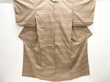 7501987: JAPANESE KIMONO / ANTIQUE ENSEMBLE KIMONO / SILK / TSUMUGI / WOVEN STRI