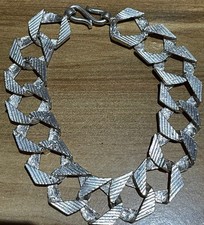 Solid Sterling Silver 925 Textured Hexagonal ...