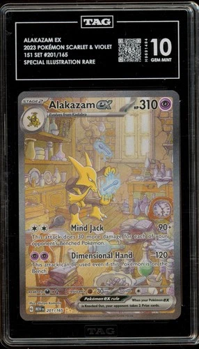 Pokemon Alakazam ex 151 Special Illustration Rare 201 TAG 10 Gem Mint