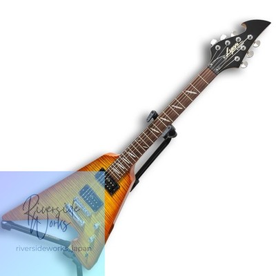 Seltene Lyon by Washburn Flying V Gitarre Tigerauge geformte Gitarre