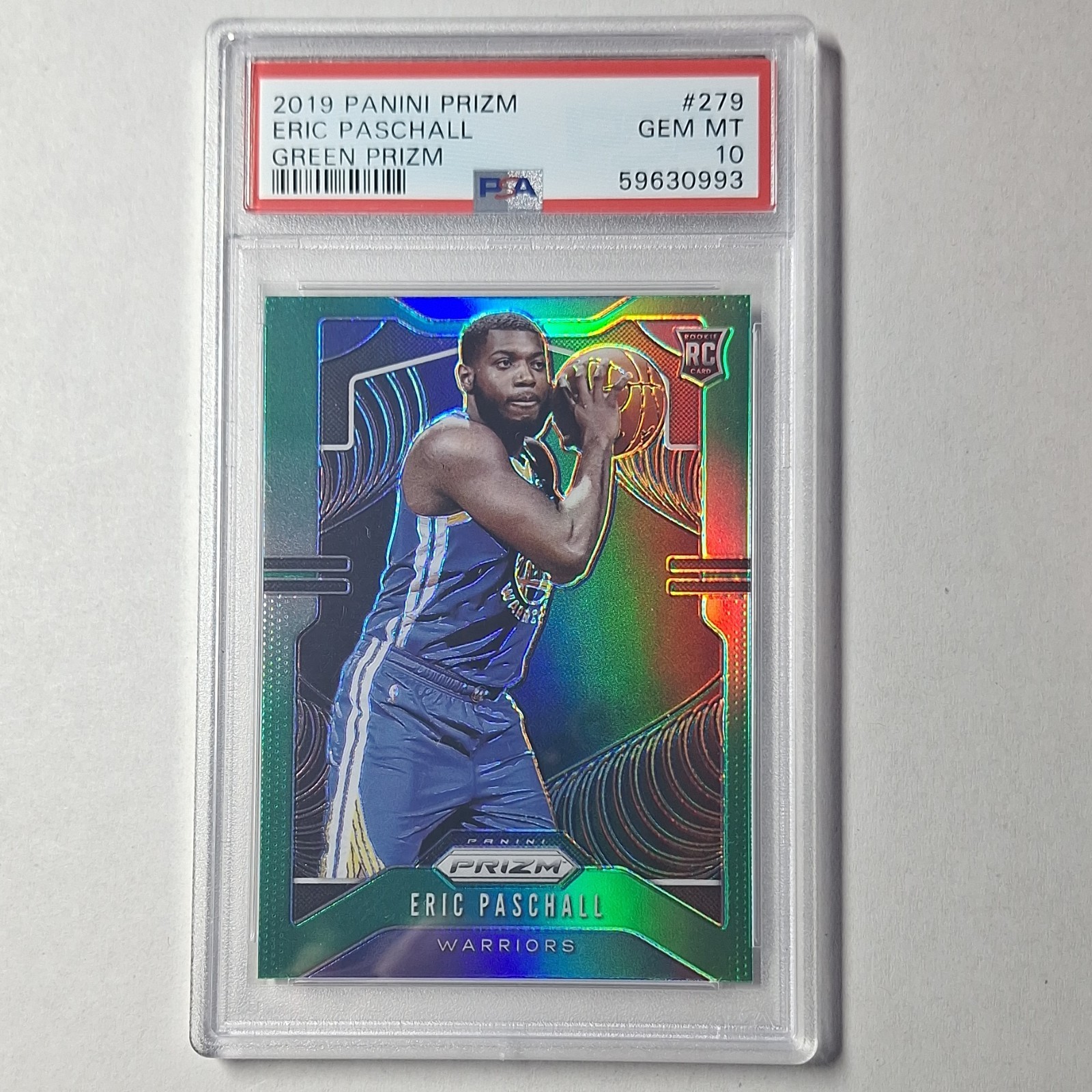 Panini 2019-20 Prizm Eric Paschall #279 Green Prizm Rookie PSA 10 Warriors
