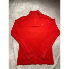 Polo Ralph Lauren Boys Pullover L 14-16 Red Quarter Zip Long Sleeve Pony Logo