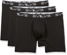 Evolve Men's Sport Mesh 3 Pack 6'' Boxer Briefs Medium, Black
