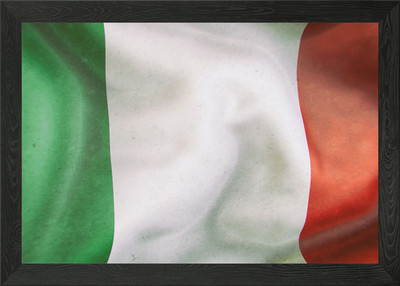 Italienische Nationalflagge weht im gerahmten Wandbild Poster Leinwanddruck Bild