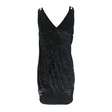 VERSACE JEANS COUTURE - Y2K Deadstock Black Crushed Velvet Dress | Size 8US 40EU