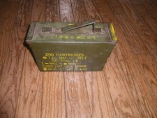 Vintage US Military Army Ammo Metal Box Can 200 Cartridges 7.62MM M13 Nice Clean