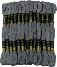 Anchor Threads Cross Stitch Stranded Cotton Thread Hand Embroidery Grey