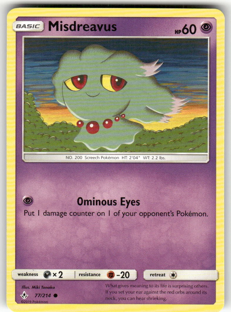 Misdreavus 77/214 Common Unbroken Bonds Pokemon Near Mint