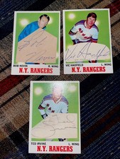 1970-71 TOPPS NHL HOCKEY CARDS 3 VIC HADFIELD BOB NEVIN TED IRVINE AUTOGRAPHS