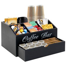 Coffee Bar Organizer for Countertop, 2-Tier Wooden Coffee Station Accessories...