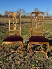 ANTICA FINE '800 COPPIA DI SEDIE DORATE CON TESSUTO RIGHE VERDI 