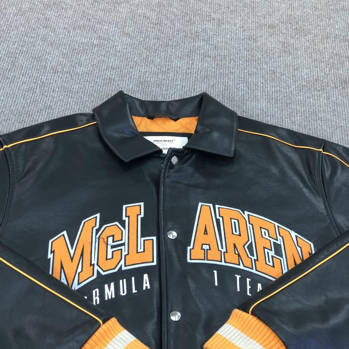 McLaren Jacket Mens Medium Black F1 Racing Varsity Abercrombie