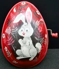 Vintage 1950s Mattel Red Tin Wind-Up Musical Easter Egg Bunny – Works, Rare