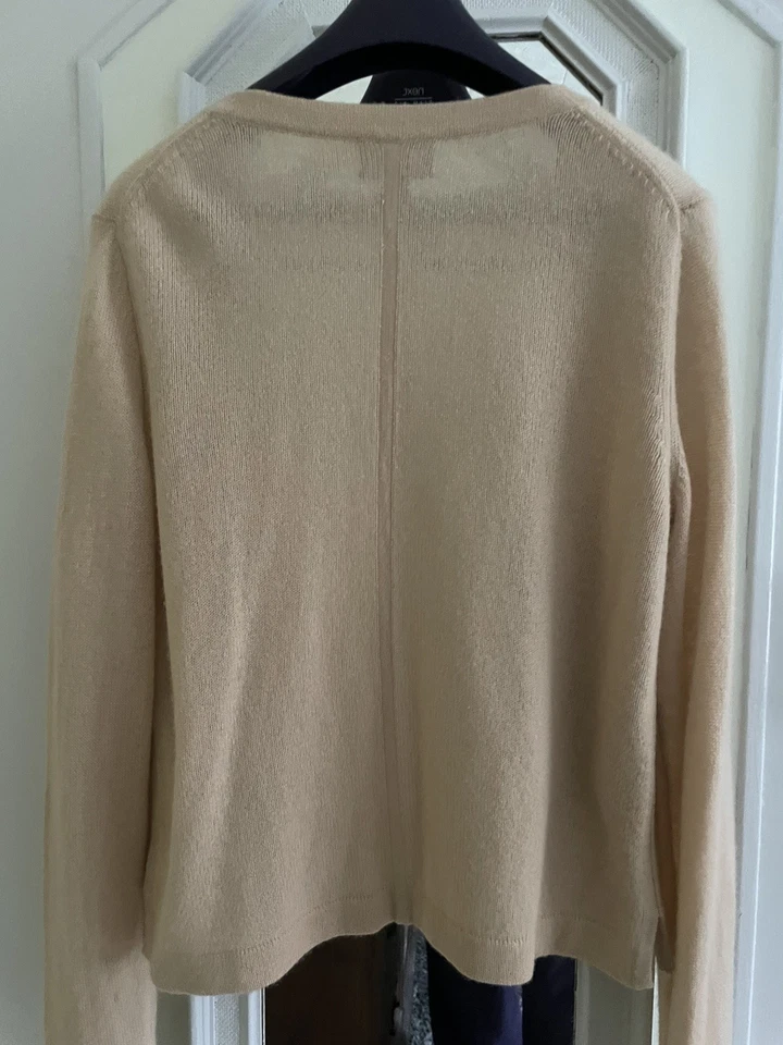 Pure Collection Beige V Neck Cashmere Cardigan 16 - Image 3 of 4