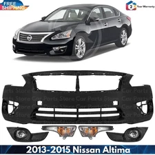 Front Bumper Cover Paintable & Fog Light Assembly For 2013-2015 Nissan Altima