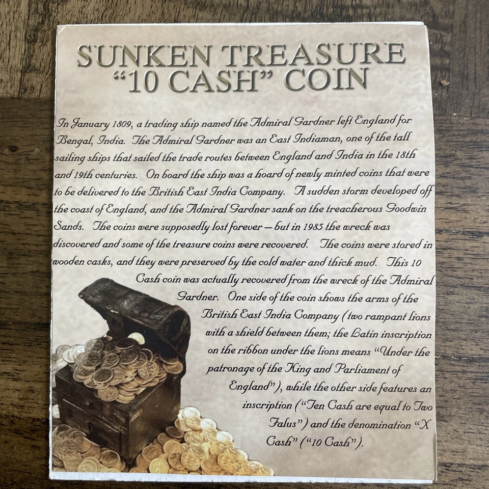 Admiral Gardner Sunken treasure 10 cash coin Commemorative Mint Case - Image 2 of 3