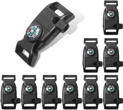 10 Pcs Paracord Buckles Clips Whistle Buckle Compass Fire Starter for Outdoor