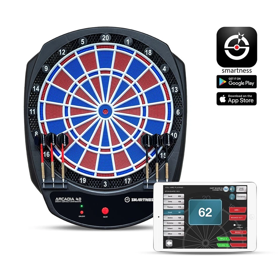 CARROMCO SMARTNESS DARTBOARD ARCADIA 4.0 2-Loch Abstand App Softdart E-Dart - Bild 2 von 4
