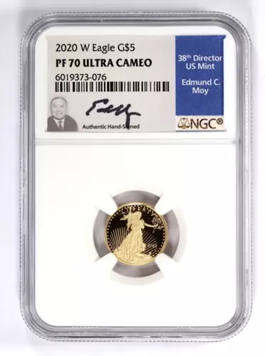 2020 W $5 American Eagle 1/10oz Gold Proof Coin NGC PF70 Ultra Cameo Moy