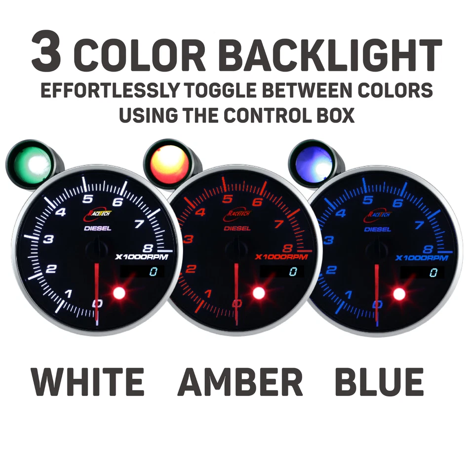 RACETECH Performance Electrical 115mm 4.53" Tachometer Warning Diesel 80000RPM - Image 2 of 4