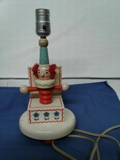 Vintage wood JACK IN BOX lamp NURSERY PLASTICS INC. 12" works clown unisex elect