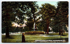 Vintage Postcard Old Outdoor Antique Fountain Miller Park Statue Bloomington USA