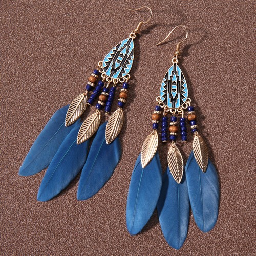 Boho Vintage Long Pichel Feather Sleat Drop Mujer Orejas ψ - Imagen 18 de 29