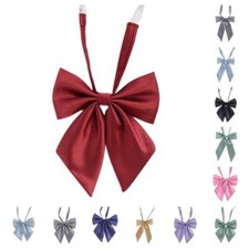 Women Girl Classic Bowknot Neck Wear Student Solid Grids Checks Bowtie Necktie