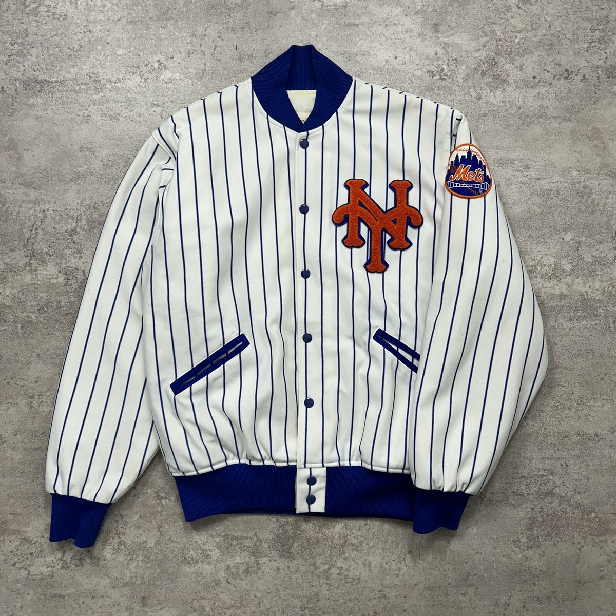 VTG 80s 90s MLB NEW YORK METS FELCO PINSTRIPE BOMBER JACKET VTG 80s 90s MLB NEW YORK METS FELCO PINSTRIPE BOMBER JACKET