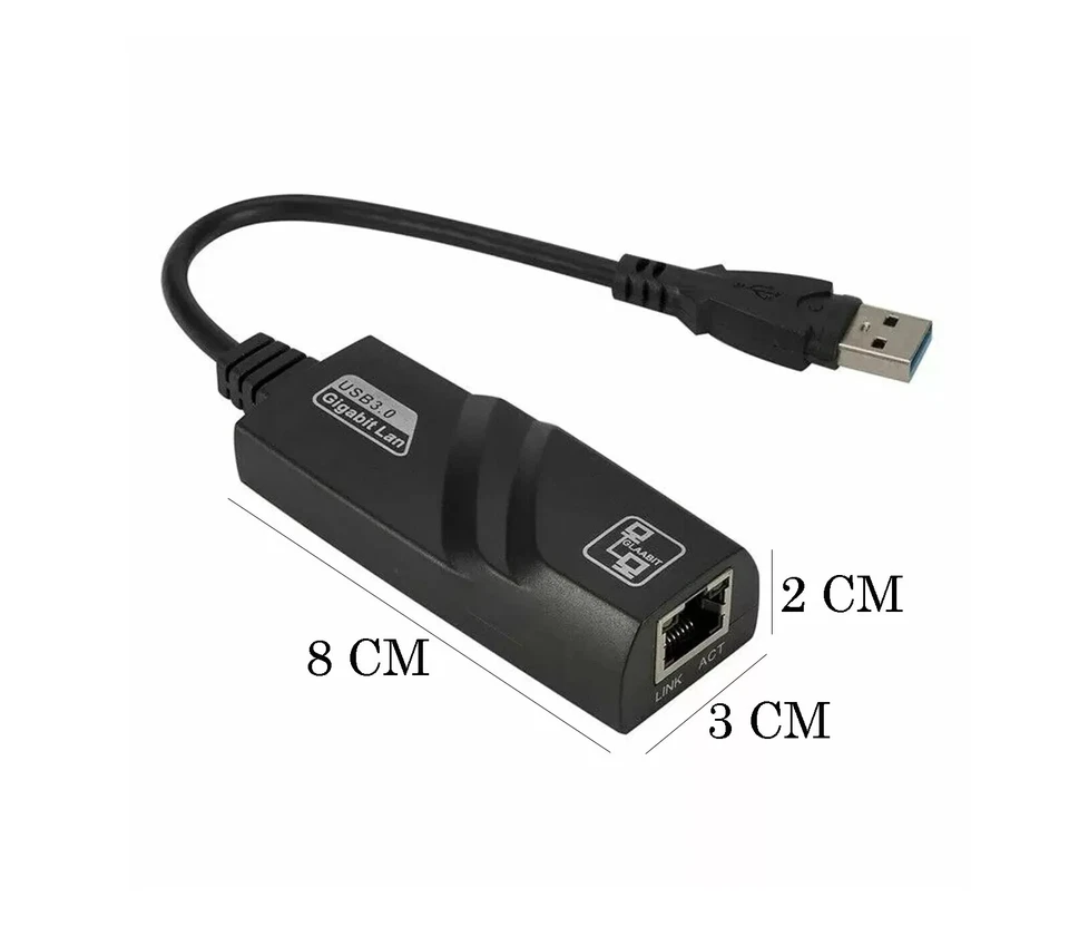 Adattatore Convertitore di Rete da USB 3.0 a RJ45 Ethernet LAN 10 100 1000 Mbps - Immagine 4 di 4