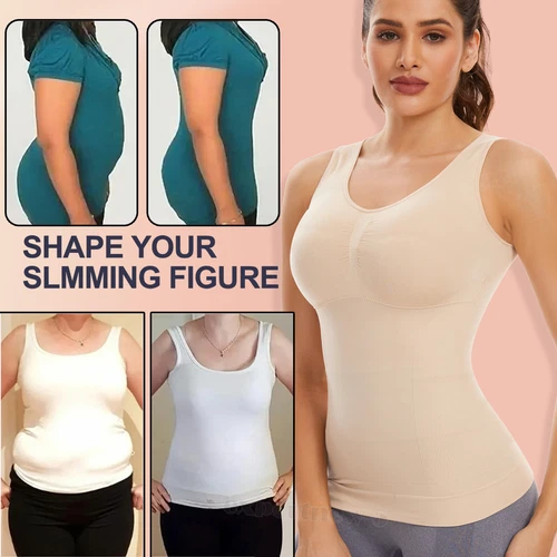 Women Cami Shaper with Built in Bra Tummy Control Sleevess Tank Top Shapewear - Picture 9 of 20