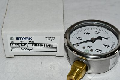 #ad NEW Stark Industries 23B 600 Stark 2 1 2#x27;#x27; Pressure Gauge 0 600 PSI 1 4#x27;#x27; NPT Ga $31.98