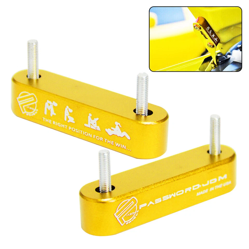 2Pcs Gold PASSWORD JDM Billet Hood Spacer Riser For Honda Civic/Acura Integra - Imagem 4 de 4