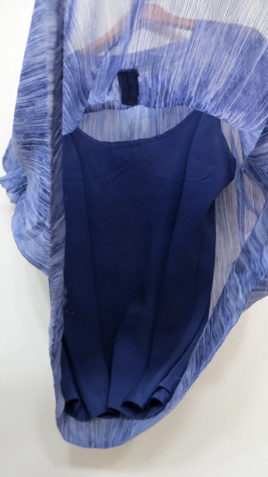 Liz & Co. Camisa Mujer XL Azul Manga Corta Blusa Capa Look Ligera Top Foto 3 de 4