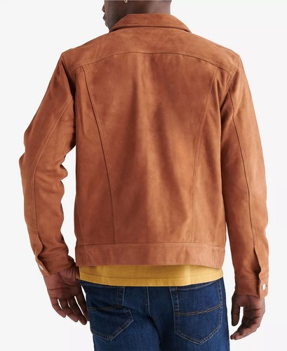 Lucky Brand Men’s Suede Trucker Jacket, XX-Large, Tan - Picture 2 of 3