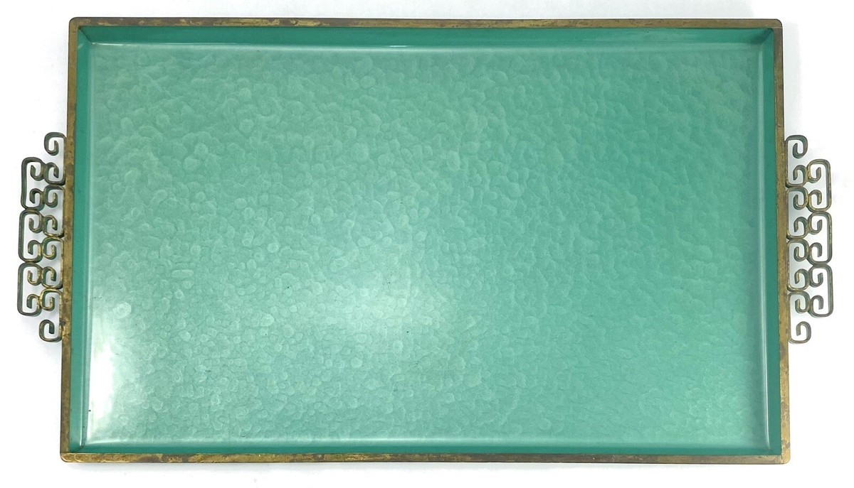 KYES MOIRÉ GLAZE Jade Green Serving Tray Handmade Pasadena CA
