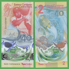 Eastern Caribbean States 2 Dollars Banknote, 2023, P-61, UNC, Commemorative