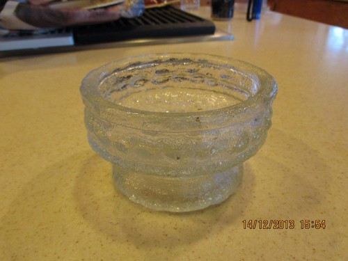VINTAGE E.O. BRODY CO. CLEAR PRESSED DEPRESSION GLASS CANDLE HOLDER - Picture 2 of 5