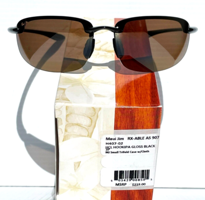 NEW Maui Jim HOOKIPA Gloss Black POLARIZED HCL Bronze Lens