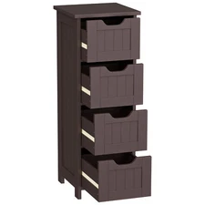 4-Drawers Bathroom Storage Cabinet Freestanding Organizer for Small Spaces Brown